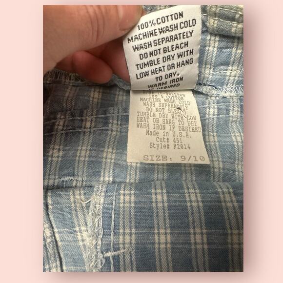 Vtg 90's Blue Plaid Button Up Mini Skirt Pockets Size 9/10 Waist 30 Cottagecore - Picture 4 of 5